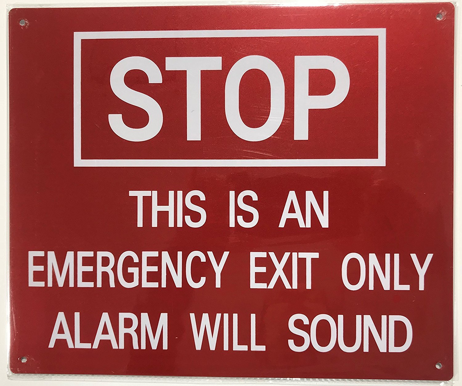 STOP THIS IS AN EMERGENCY EXIT ONLY ALARM WILL SOUND SIGN – ( Reflective)