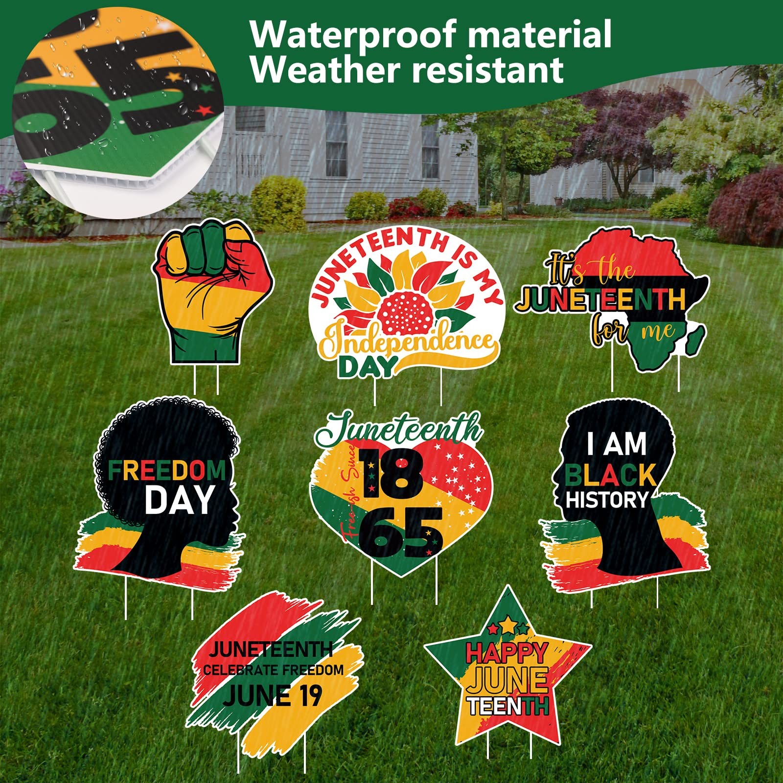 Arosche Juneteenth Yard Signs 8 Pcs for Indoor Outdoor Lawn Garden Home Decor