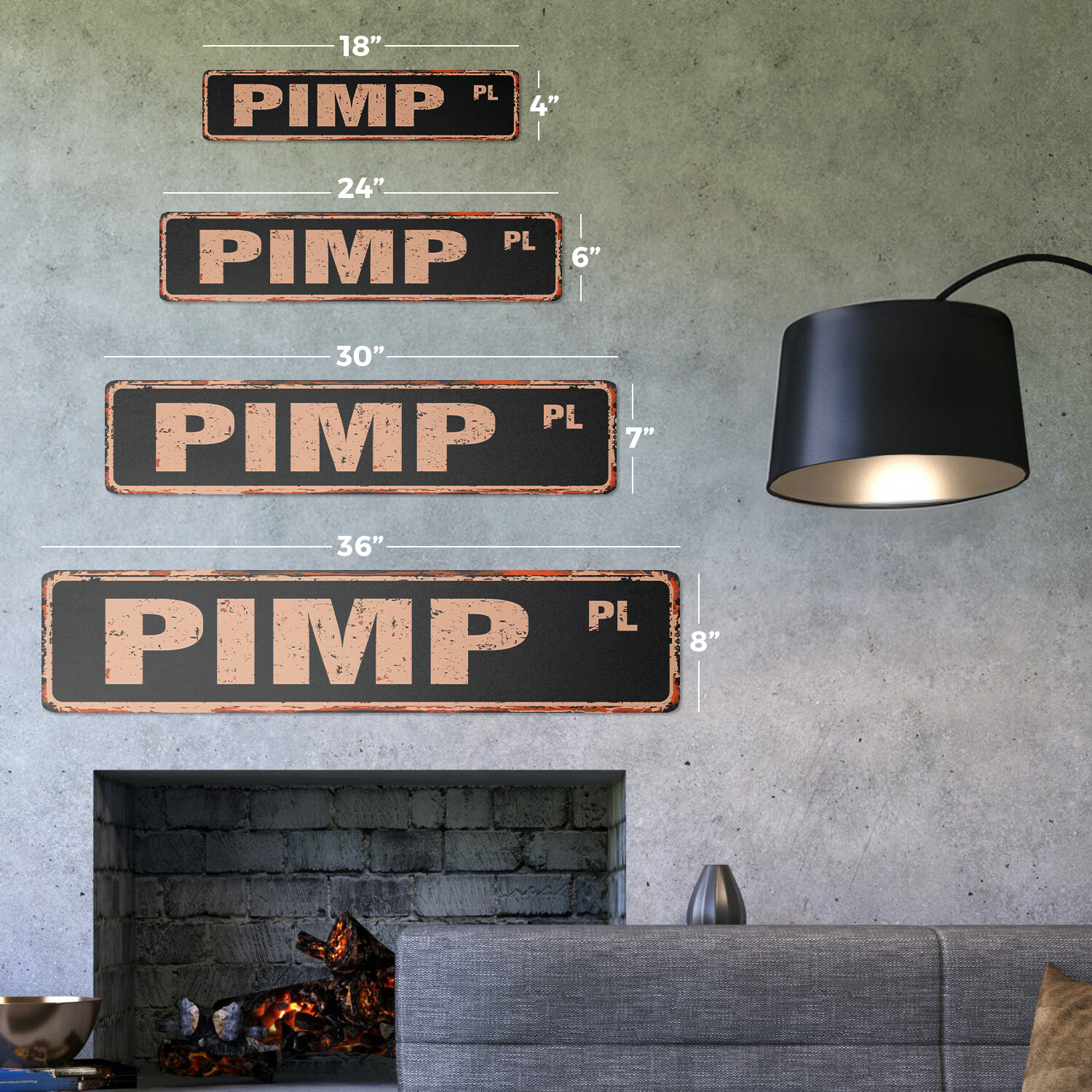 PIMP PL Vintage Street Sign Metal Plastic hooker whore tramp pimpmobile mobile