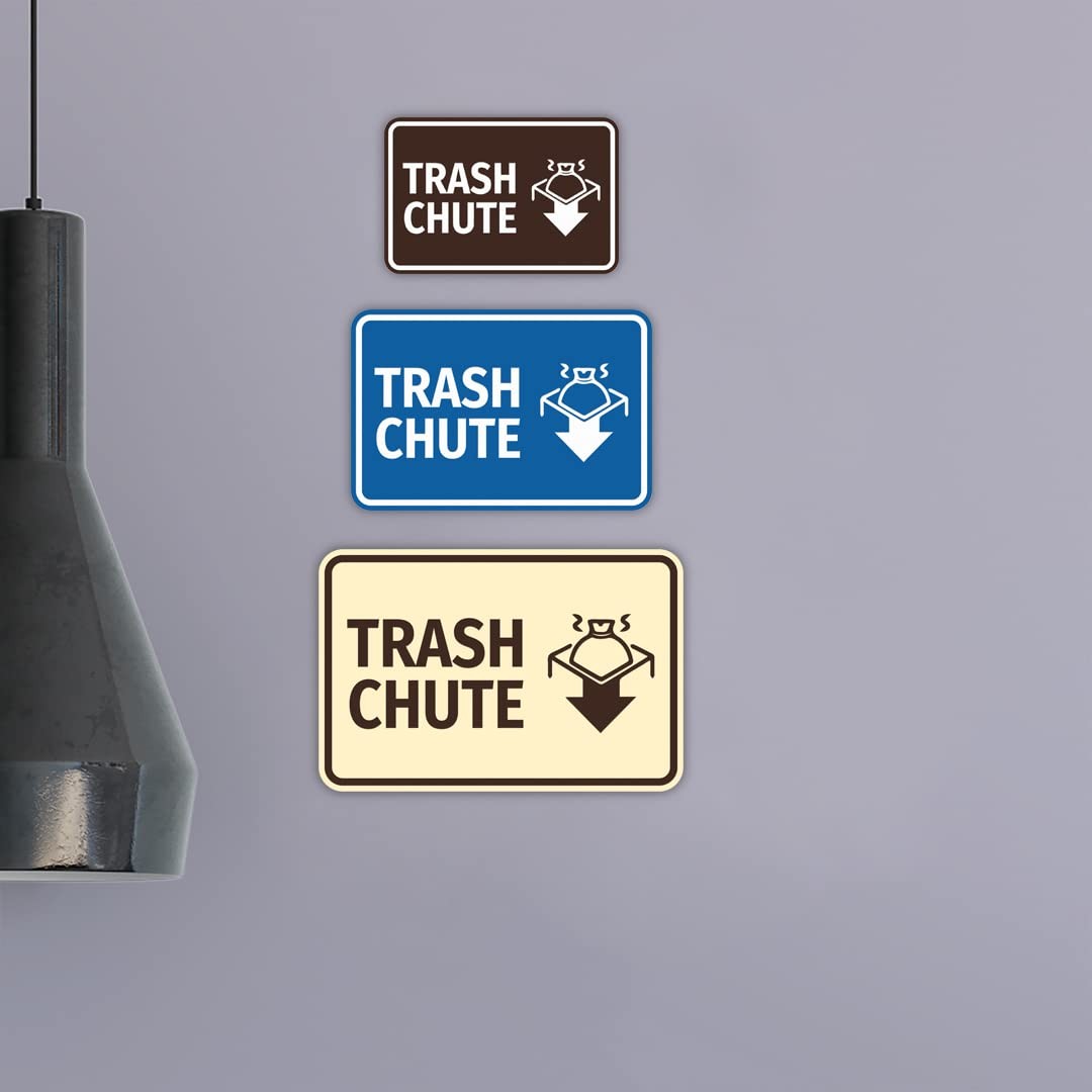 Classic Framed Trash Chute Sign Black Medium Facility Signage