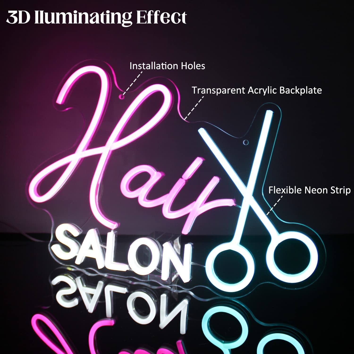 CKTBLEY Hair Salon Neon Sign Barber Neon Light Salon LED Signs for Wall Hairc…