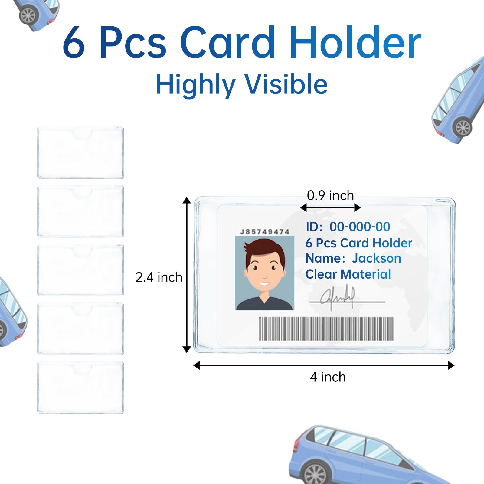 DLUGOPIS 6 Pcs Car Business Card Holder Display Parking Pass Clear