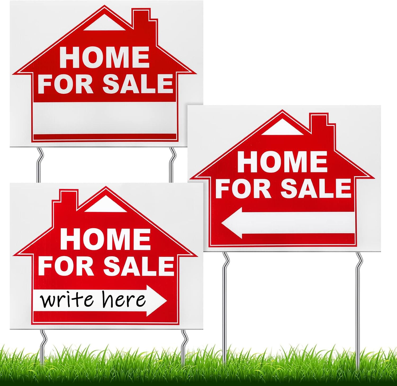 3 Pcs 12 X 16 Inches Home for Sale Signs with Stakes Double Sided Home for Sale
