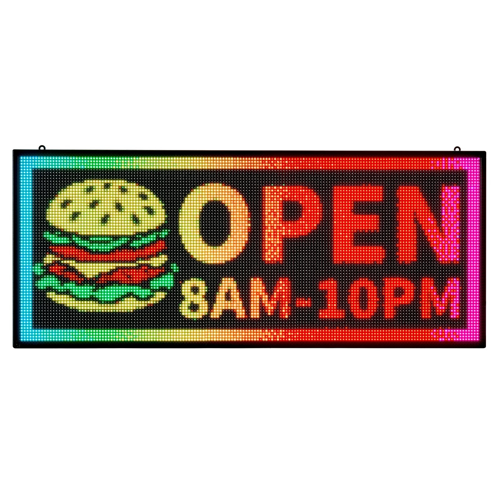 P6 Full-Color LED Sign 40x18in, Bluetooth APP Control, IP65 Waterproof