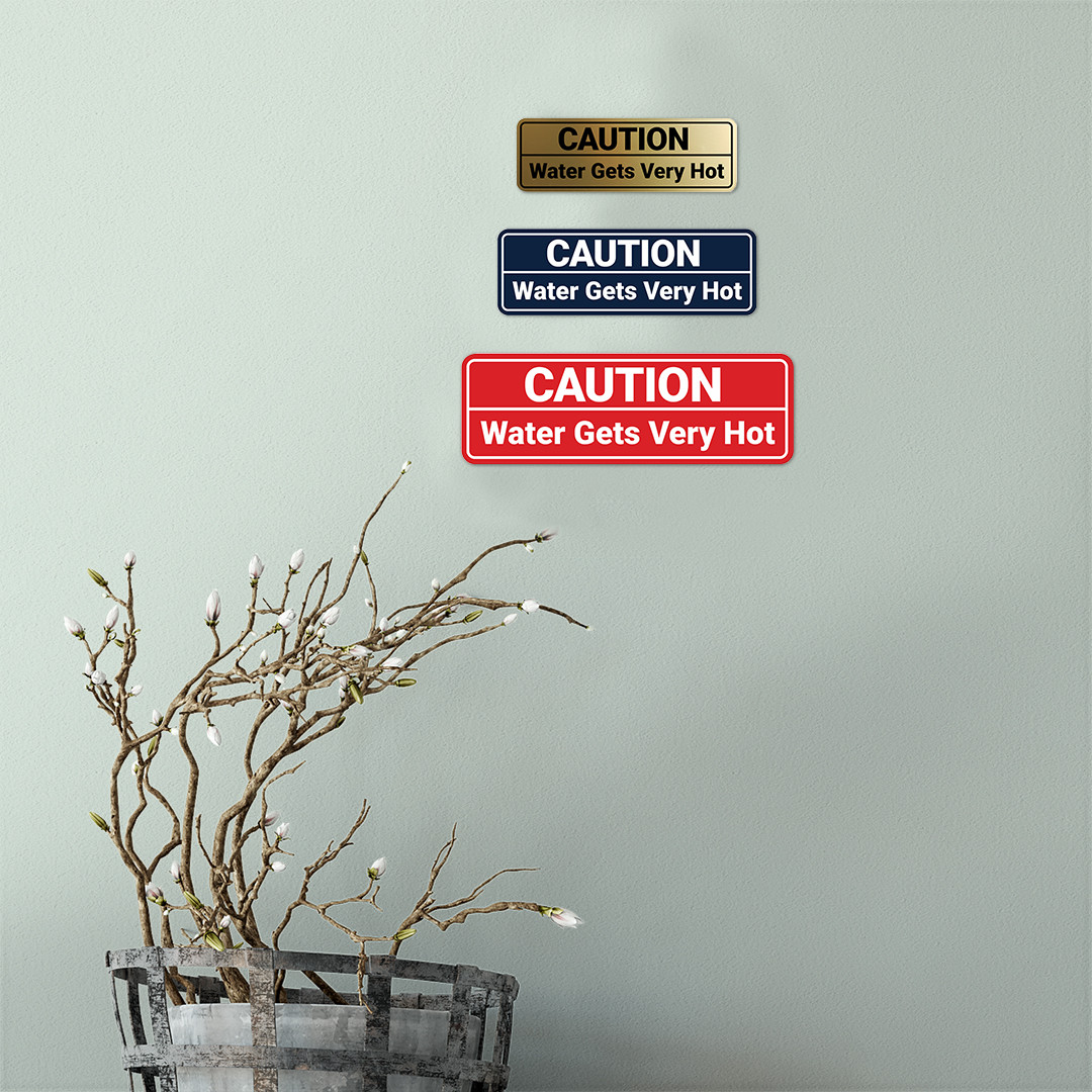 Standard Caution Water Gets Very Hot Wall or Door Sign Multipack