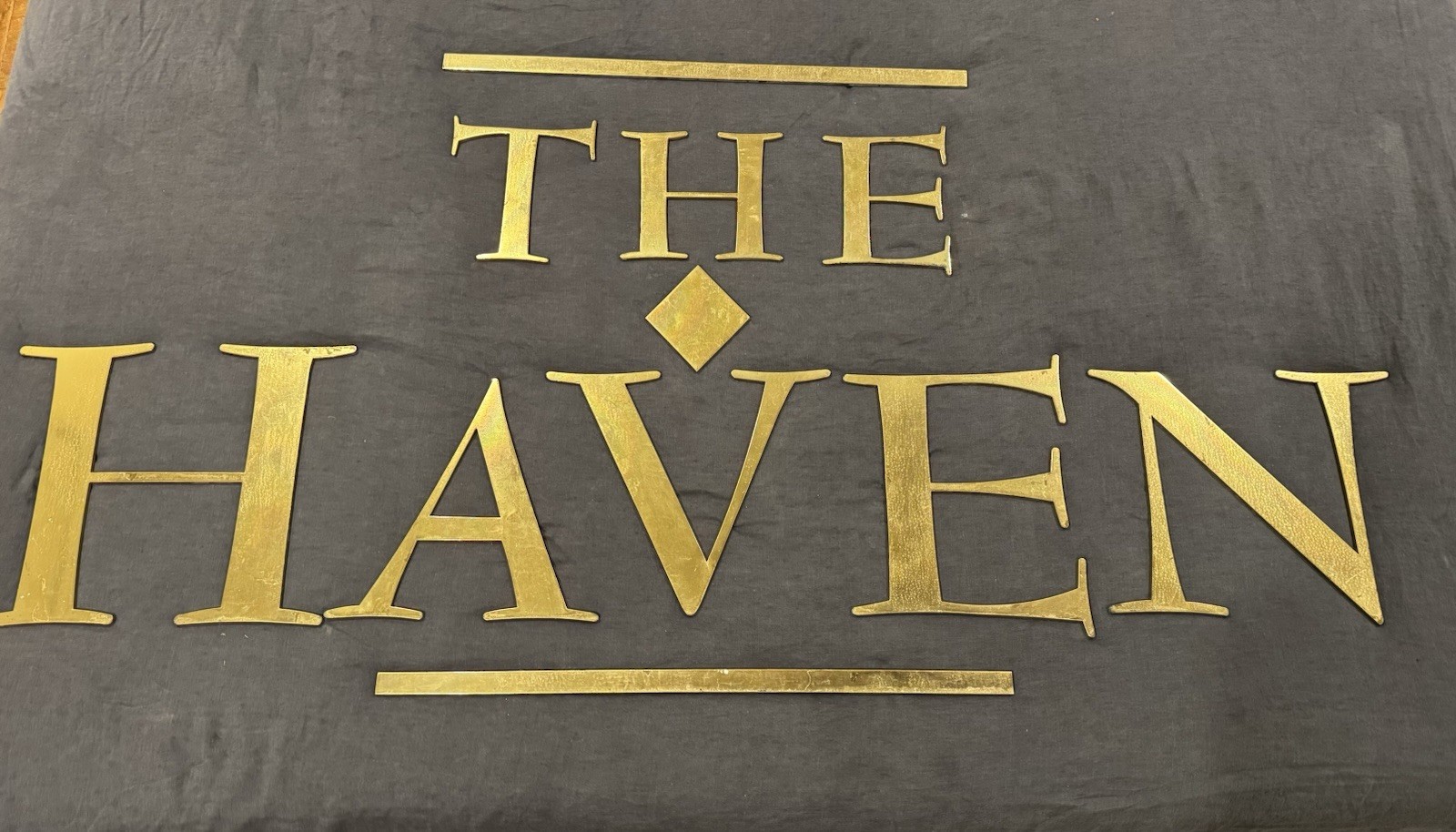 Large Brass Commercial Business Sign Letters “The Haven” 62” X 32” Screw Post