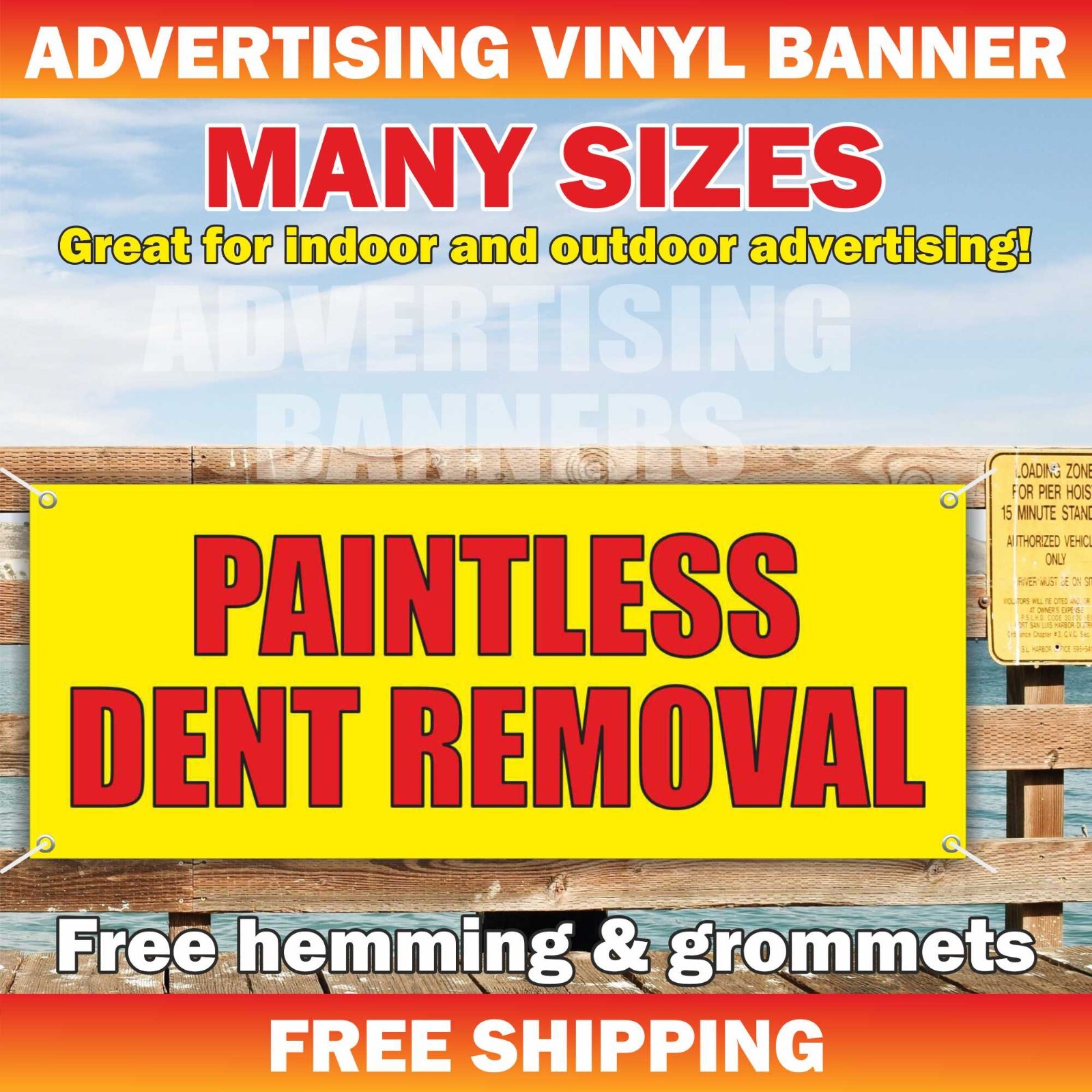 PAINTLESS DENT REMOVAL Advertising Banner Vinyl Sign Auto Hail Damage Repair Car