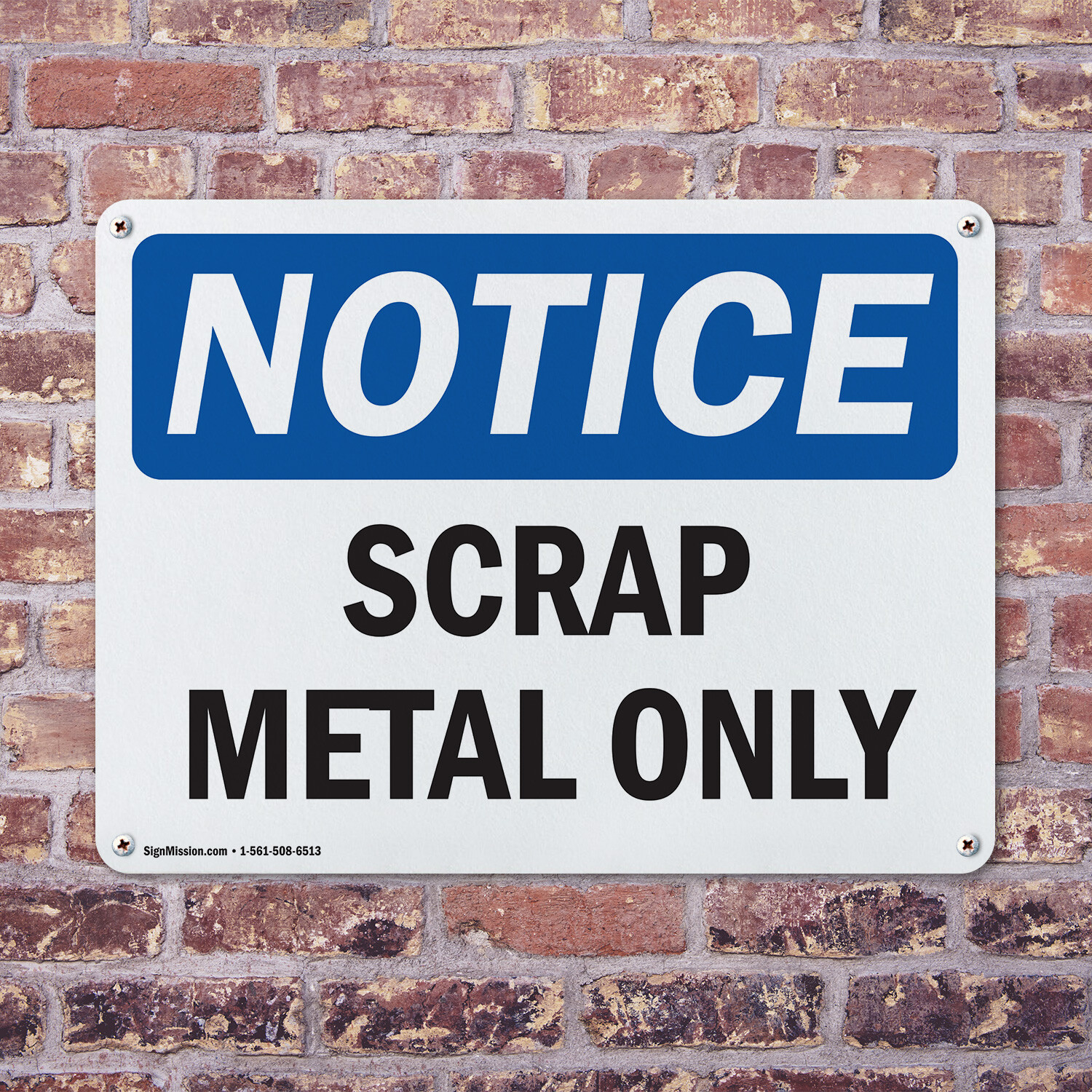 (2 Pack) Scrap Metal Only OSHA Notice Sign Decal Metal Plastic