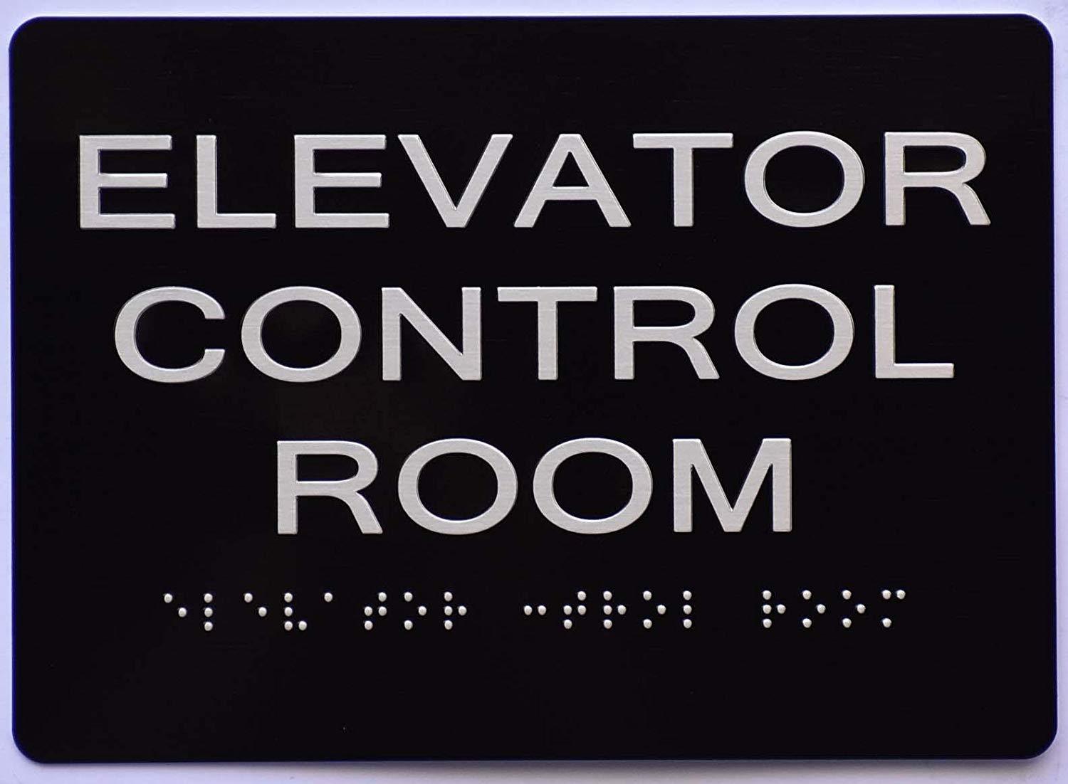 Elevator Control Room Sign Black (Aluminium, Black/Silver,Size 5×7) -REF24-1027