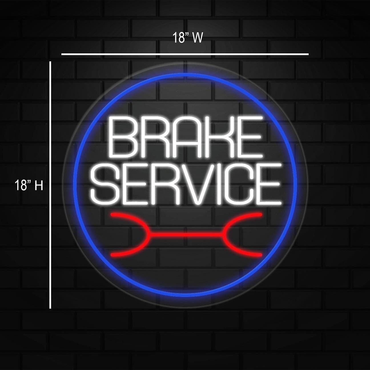 Brake Service Sign for Retail | LED Flex Neon | 18″W x 18″H x 1″D
