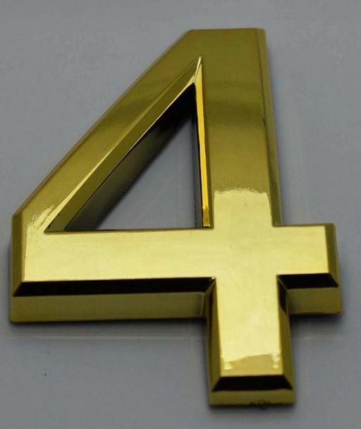 Apartment Number Sign/Mailbox Number Sign,. Number 4(Gold,3D,…–REF24-1027
