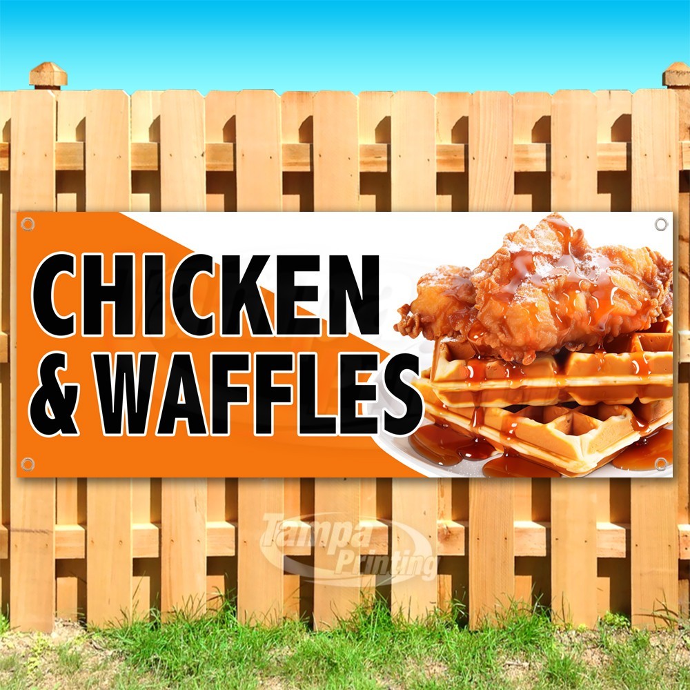 CHICKEN & WAFFLES Advertising Food Restauaran Vinyl Banner Flag Sign USA SB10792