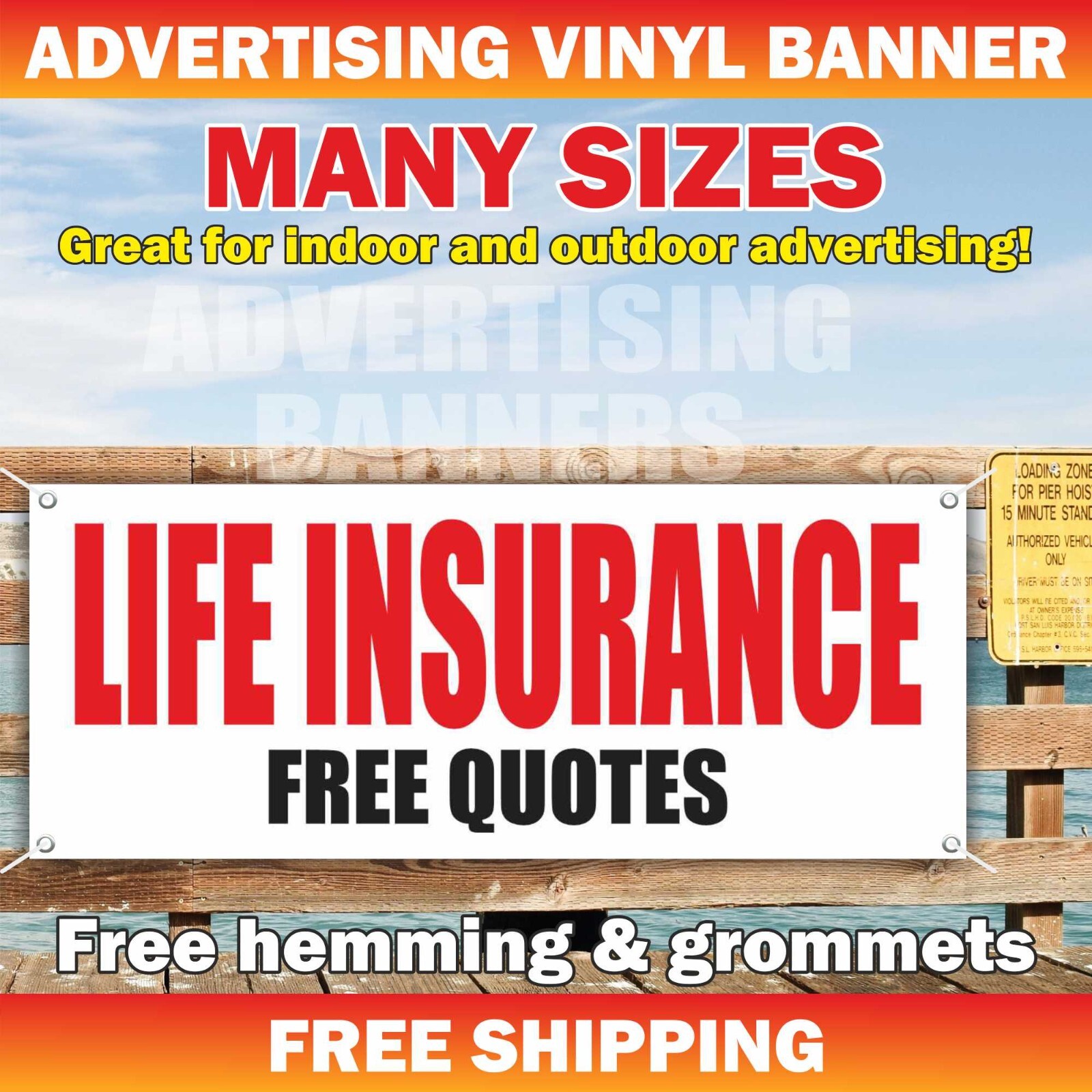 LIFE INSURANCE FREE QUOTE Advertising Banner Vinyl Mesh Sign bank realtor lawyer