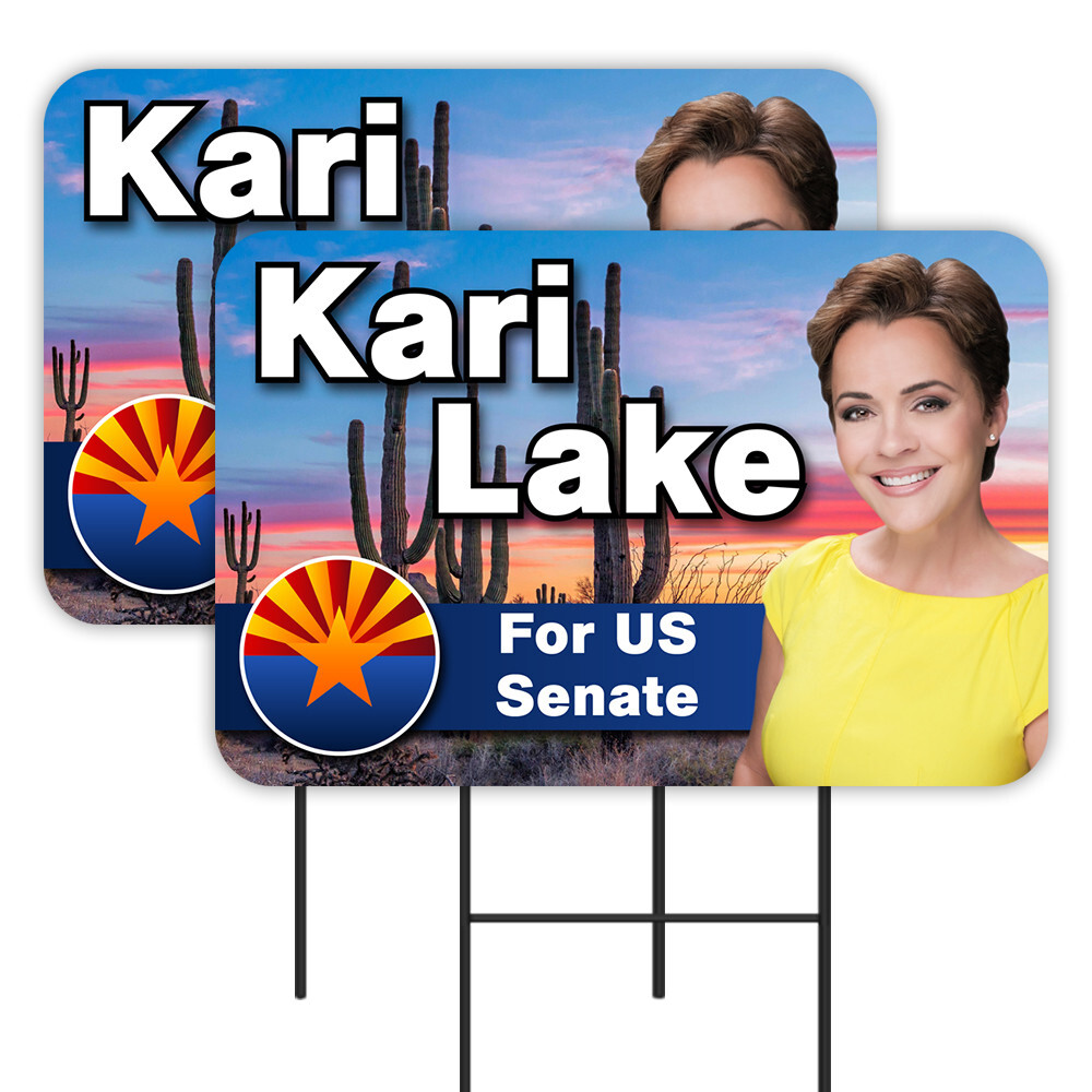 Kari Lake for US Senate 2 Pack Double-Sided Yard Signs 16″ x 24″ with Metal Stak