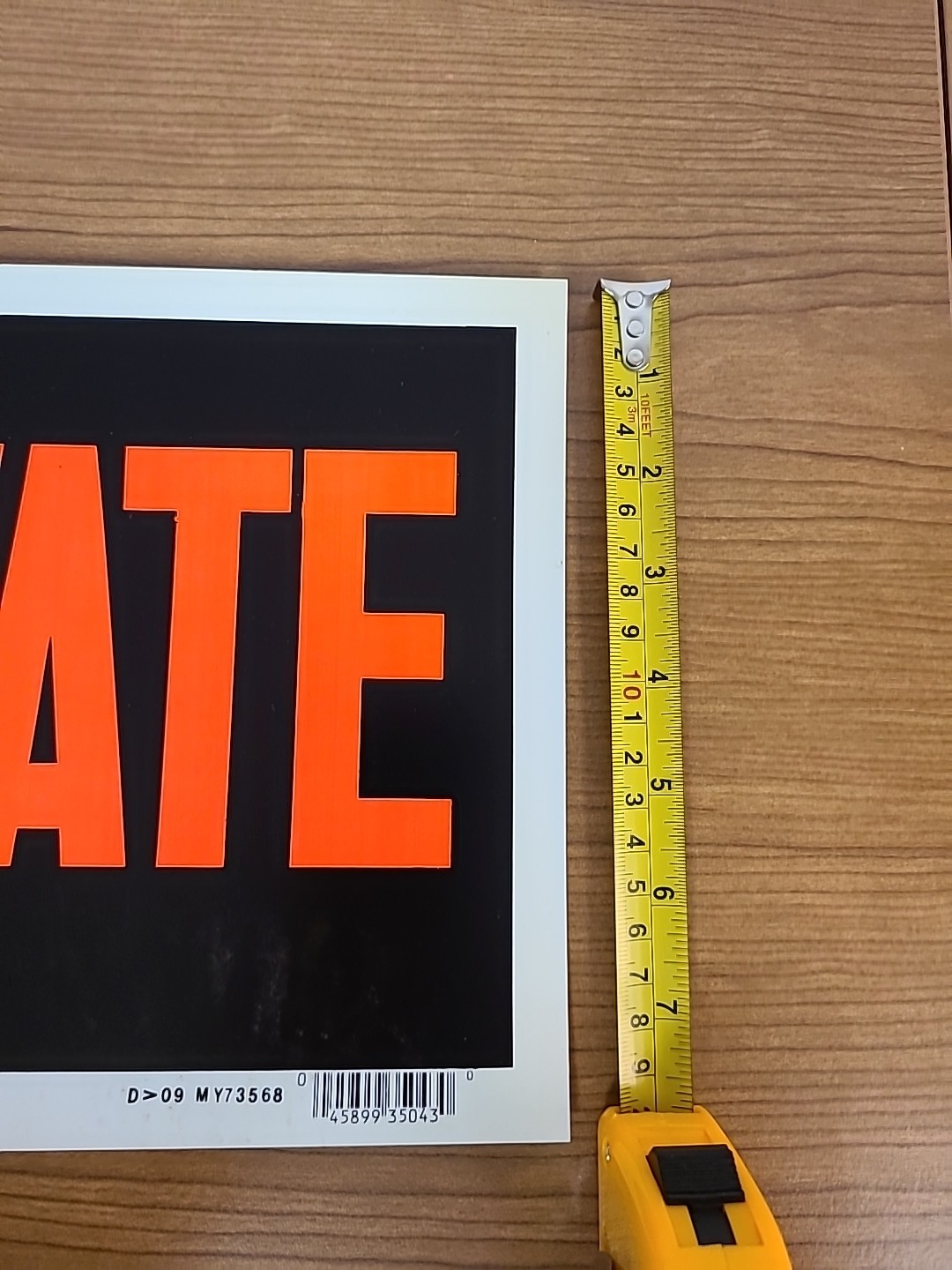 Private Sign 8” x 12″ Cole Co., White Black Orange Paper