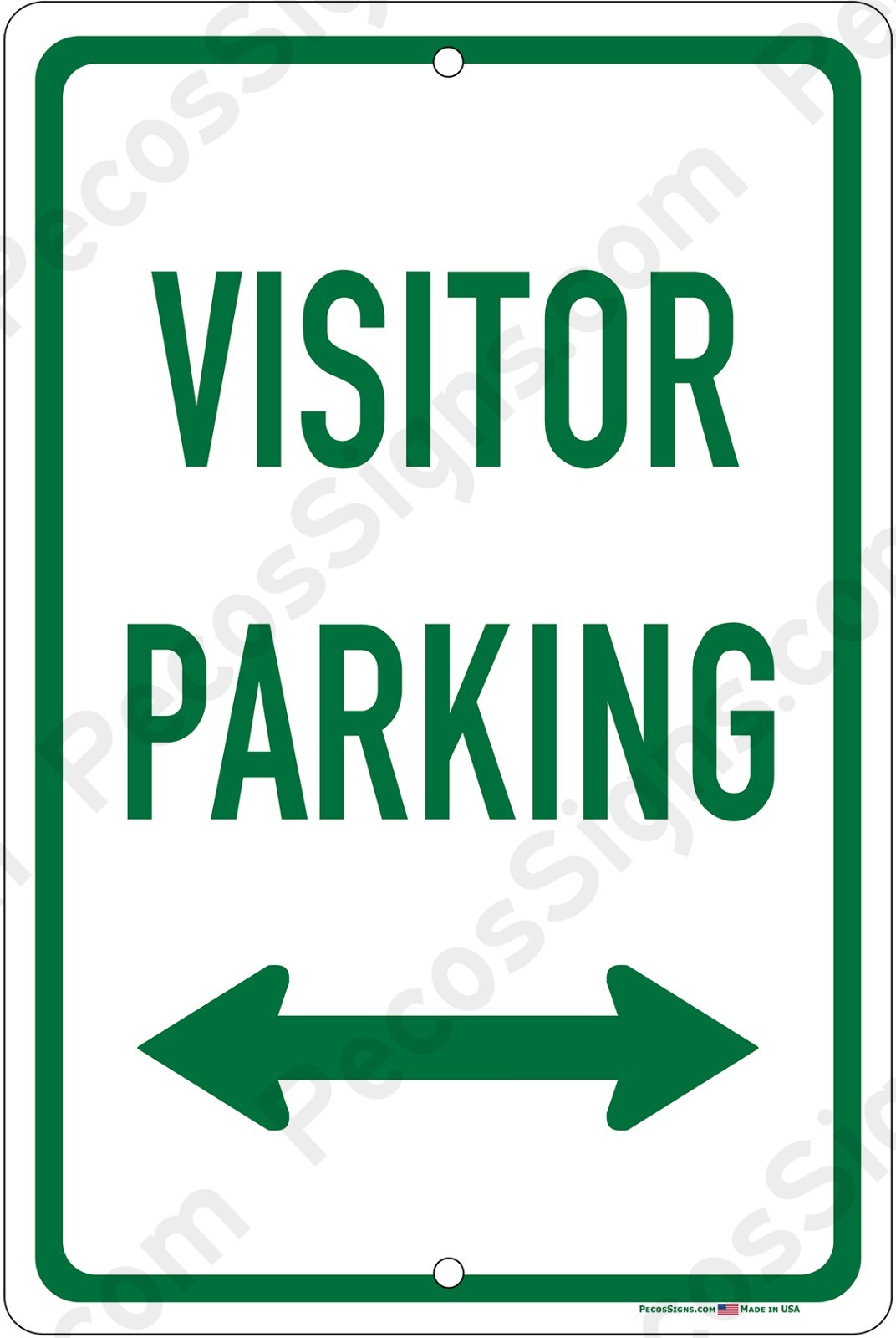 Visitor Parking Double Arrow 8″x12″ Aluminum Sign UV Protected Made in USA Green