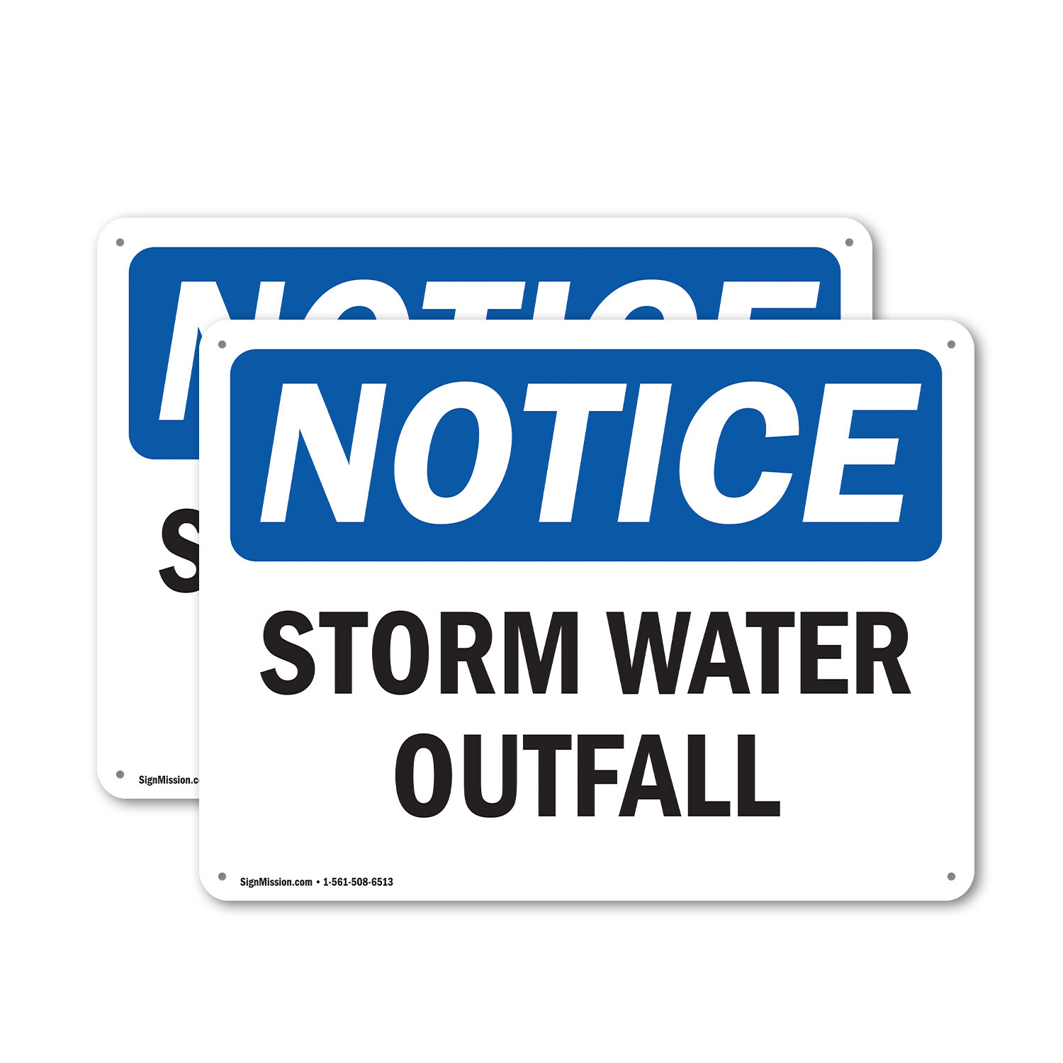 (2 Pack) Storm Water Outfall OSHA Notice Sign Decal Metal Plastic