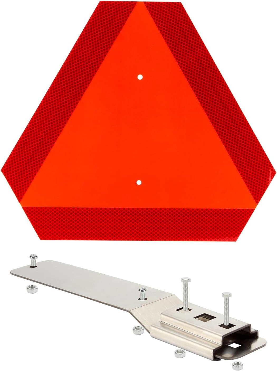 Slow Moving Vehicle Sign with Mounting Bracket Kit, Aluminum Slow Moving Vehicle