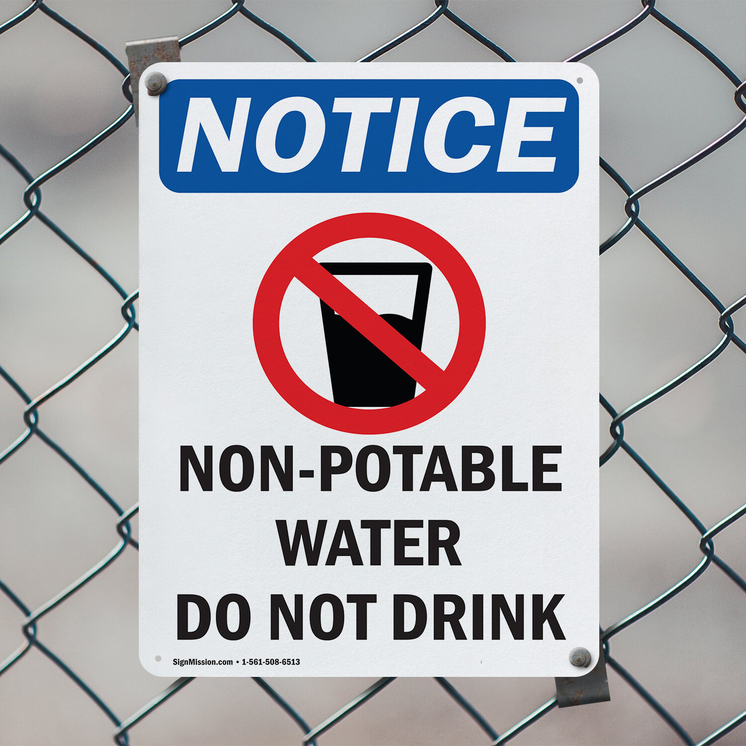 (2 Pack) Non-Potable Water OSHA Notice Sign Decal Metal Plastic