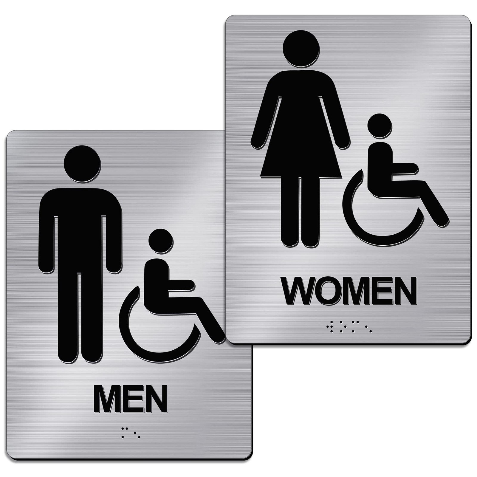 2 Pack ADA Restroom Signs Men Women Braille Bathroom Business 8×6