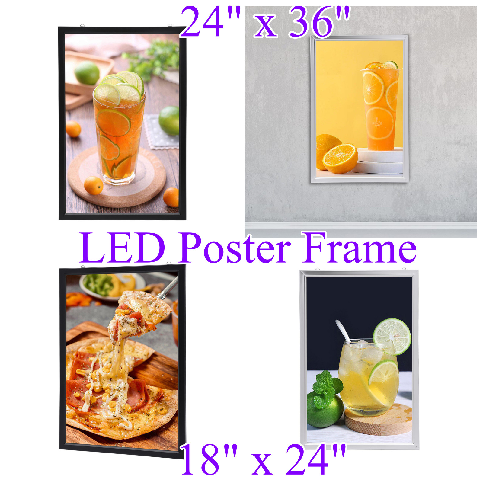 LED Wall Mount Backlit Poster Lightbox Light Up Frame 24×36″ / 18×24″ 20W/10W