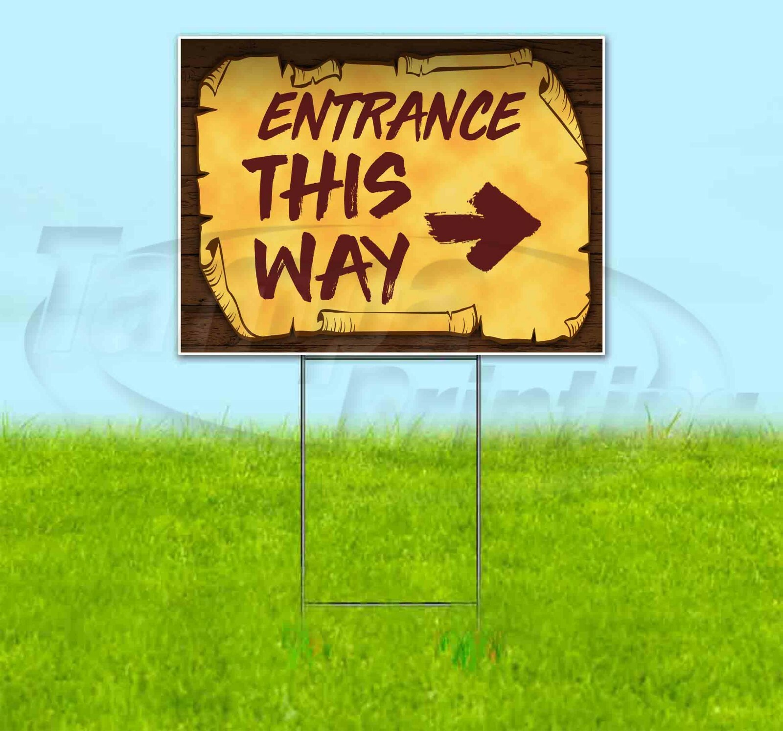 ENTRANCE THIS WAY ARROW 18×24 Yard Sign Corrugated Plastic Bandit Lawn PIRATE