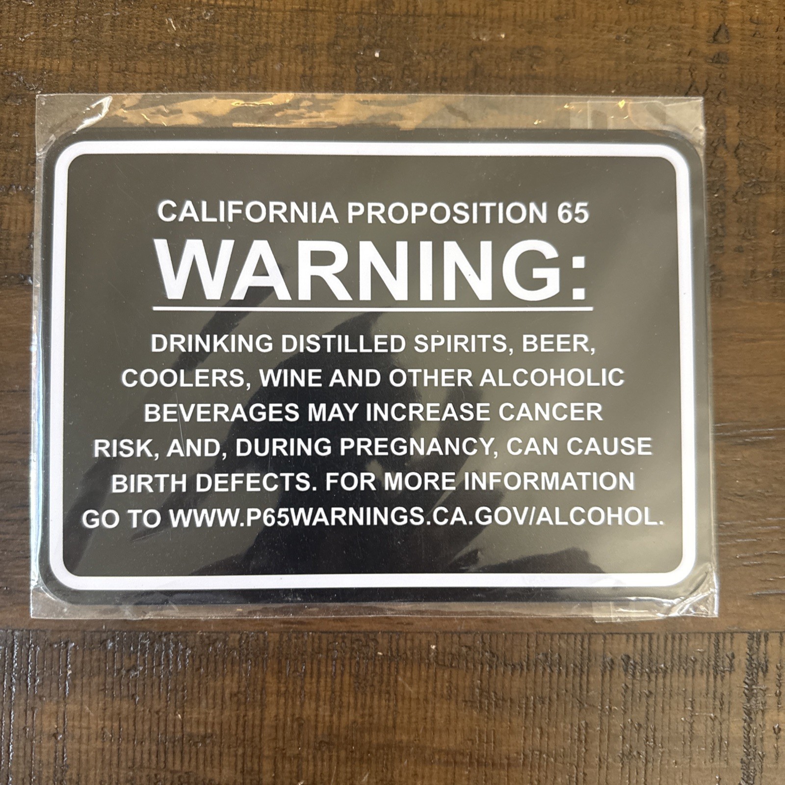 Classic Framed California Proposition 65 Sign Alcoholic Beverages Black 5″ X 7″