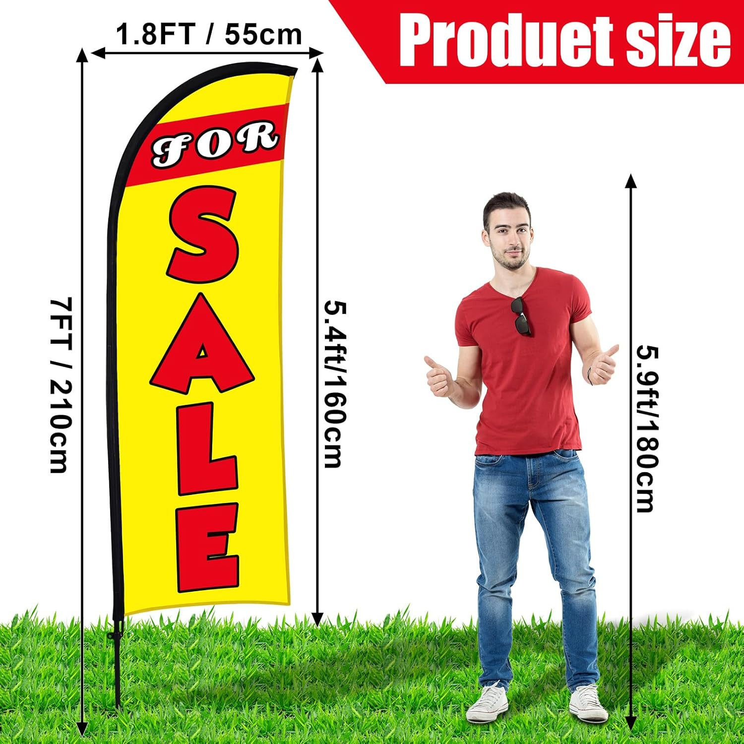 7 X 5.4Ft Sale Feather Flag Large Sale Sign Flag Sign with Pole Kit Huge Banner