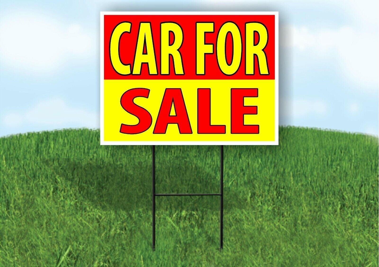 CAR FOR SALE RED YELLOW BACKGROUND Plastic Yard Sign ROAD SIGN with Stand