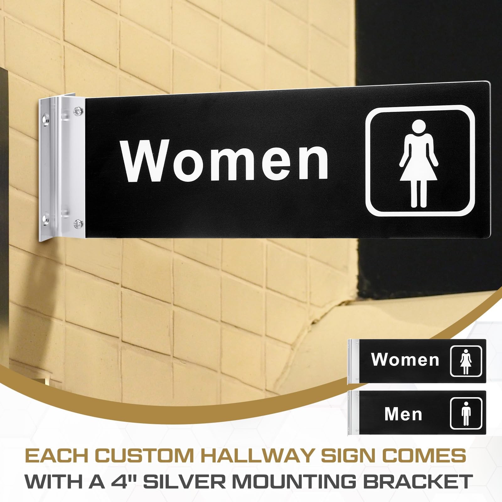 Teenyyou 2 Pcs Restroom Sign for Business, Bathroom Door Signs for Men and Wo…