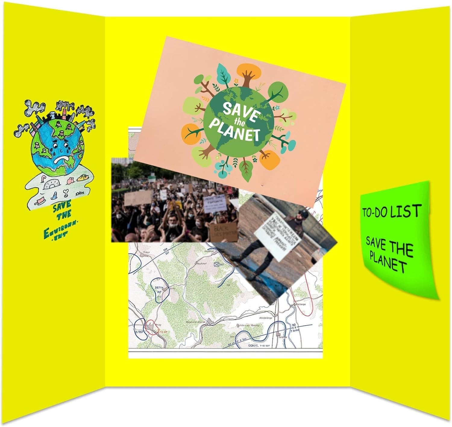 3 pcs Small Neon Trifold Poster Board 16 x 24 Inches, Bright Color Tri Fold D…