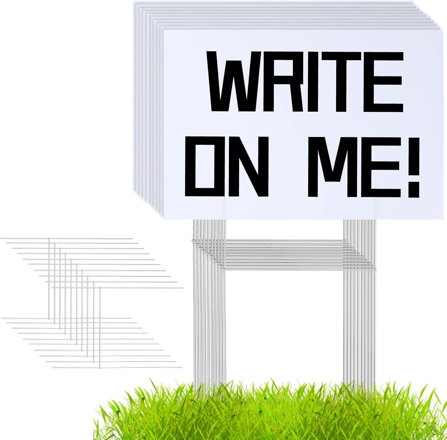 12×18 BLANK WHITE YARD SIGN KIT 3,5,10… Garage Yard sale W/STAKES+SHARPIES USA