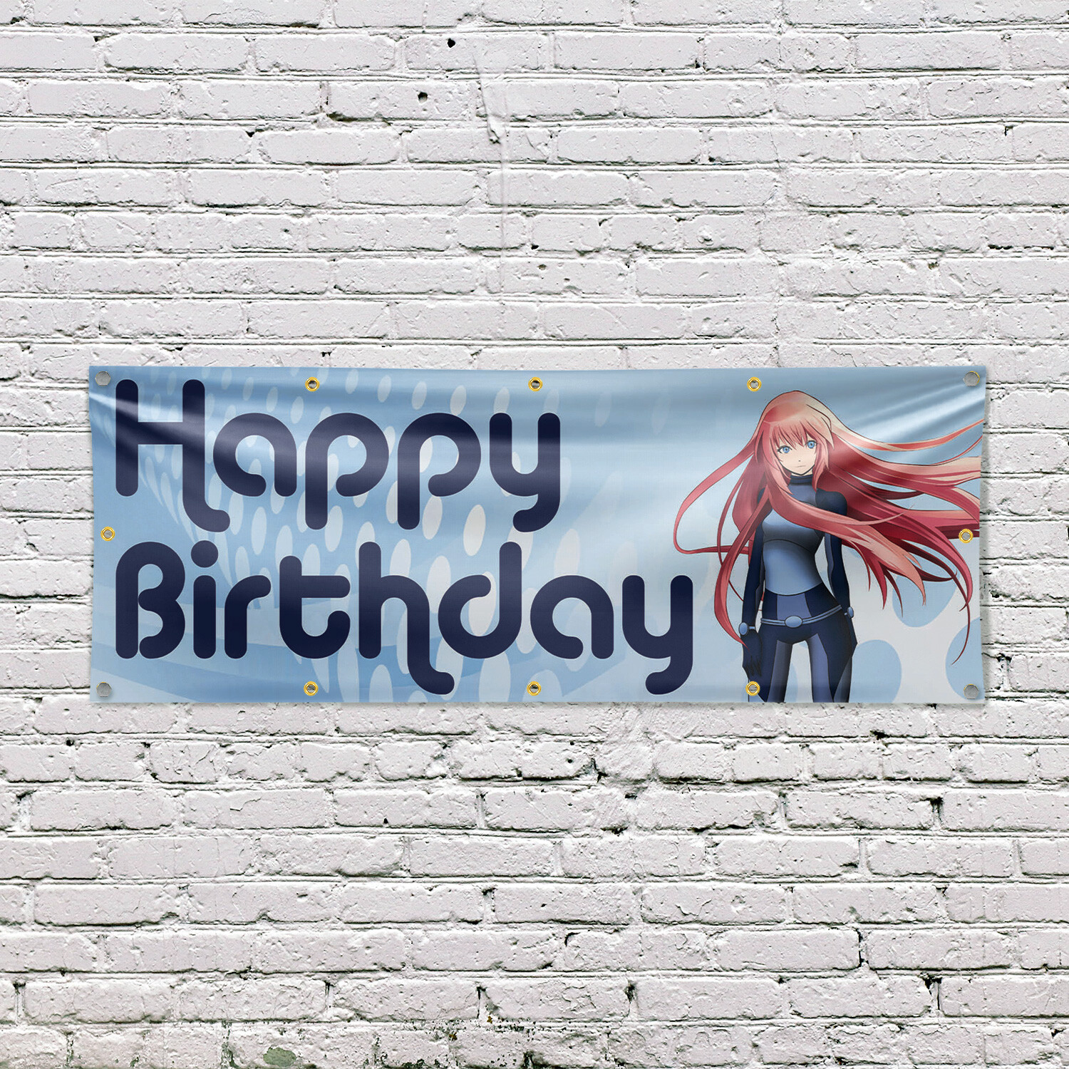 Happy Birthday Anime Vinyl Banner Sign with Metal Grommets Heavy-Duty