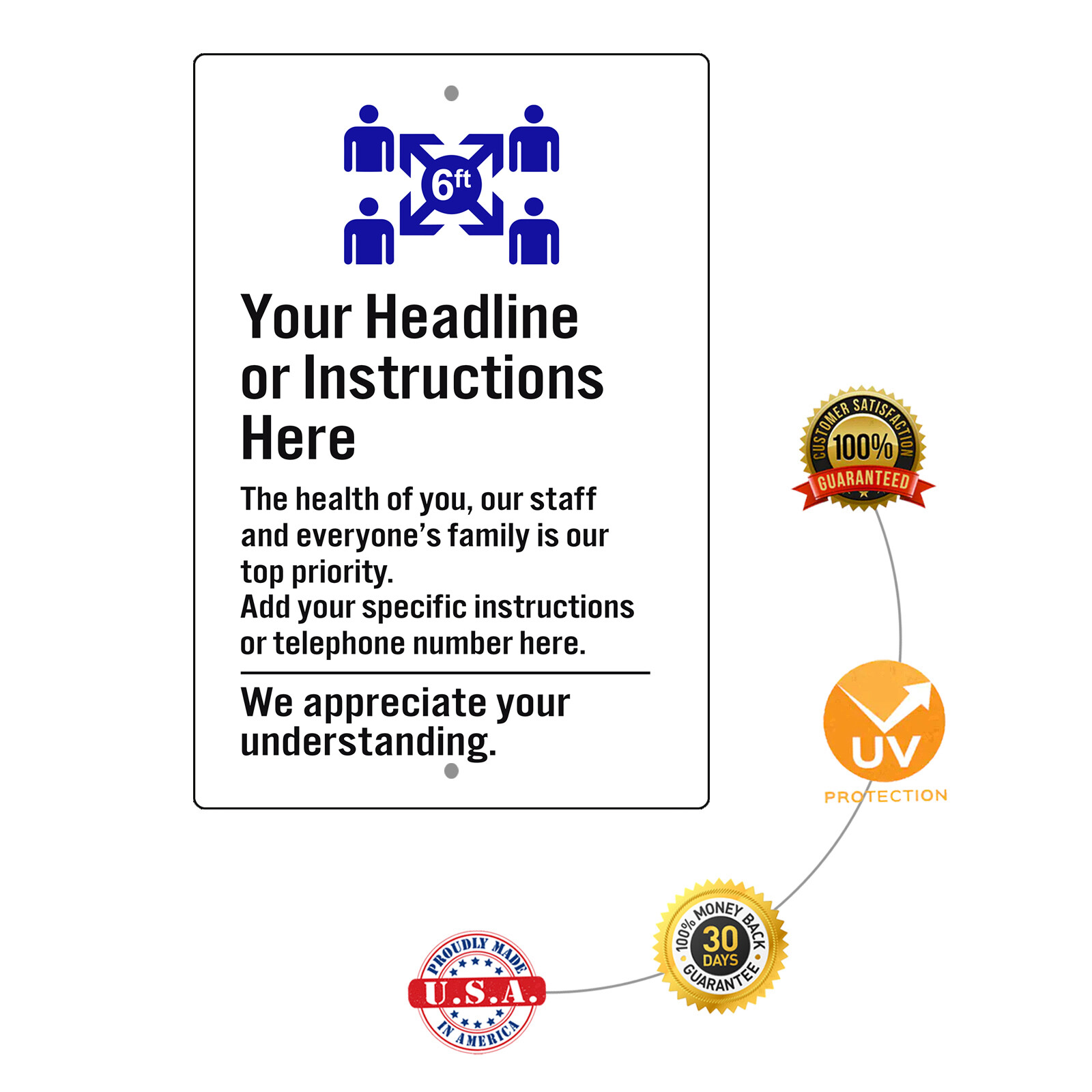 Your Headline Or Instructions Here Customized Notice Novelty Aluminum Metal Sign