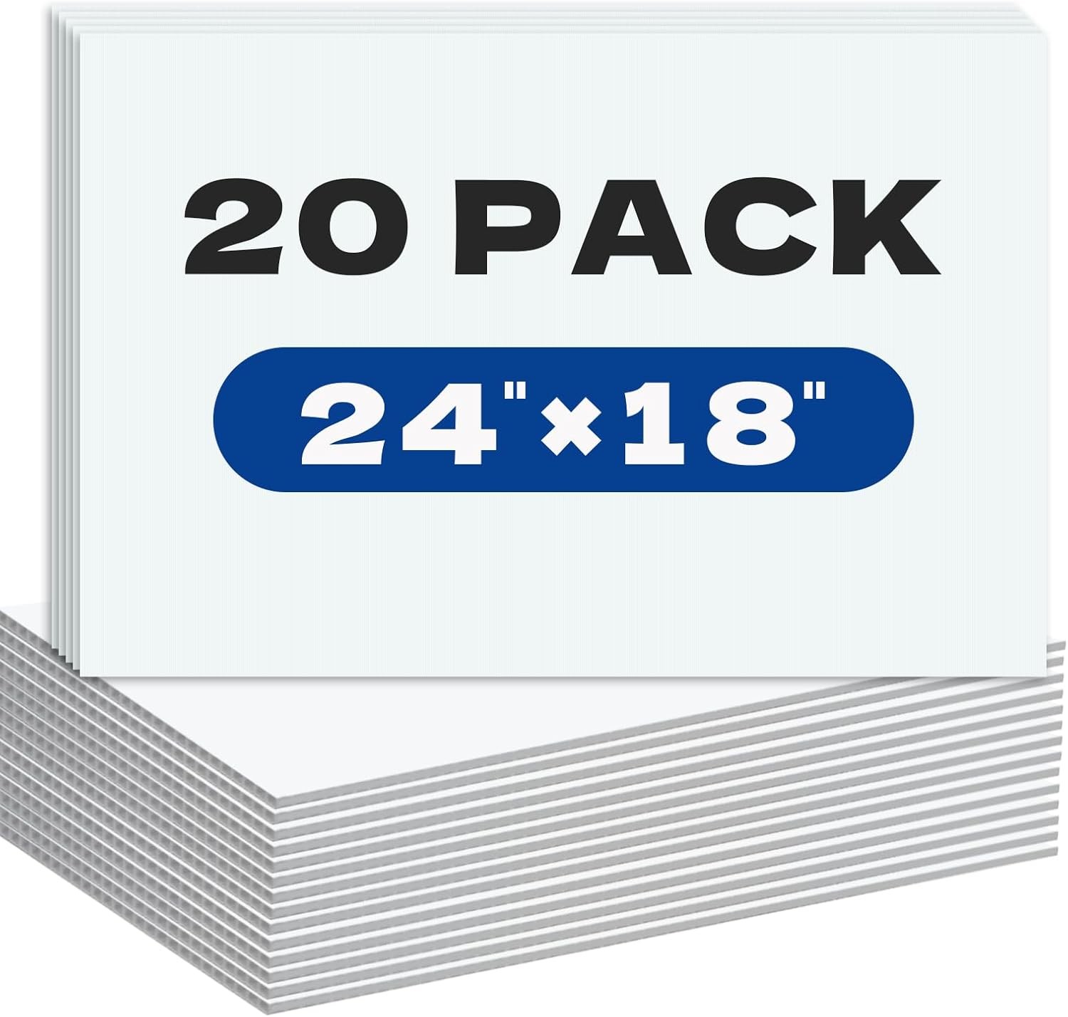 WENWELL 20 Pack Large Blank Yard Signs with 18 x 24″,Corrugated Plastic Board fo
