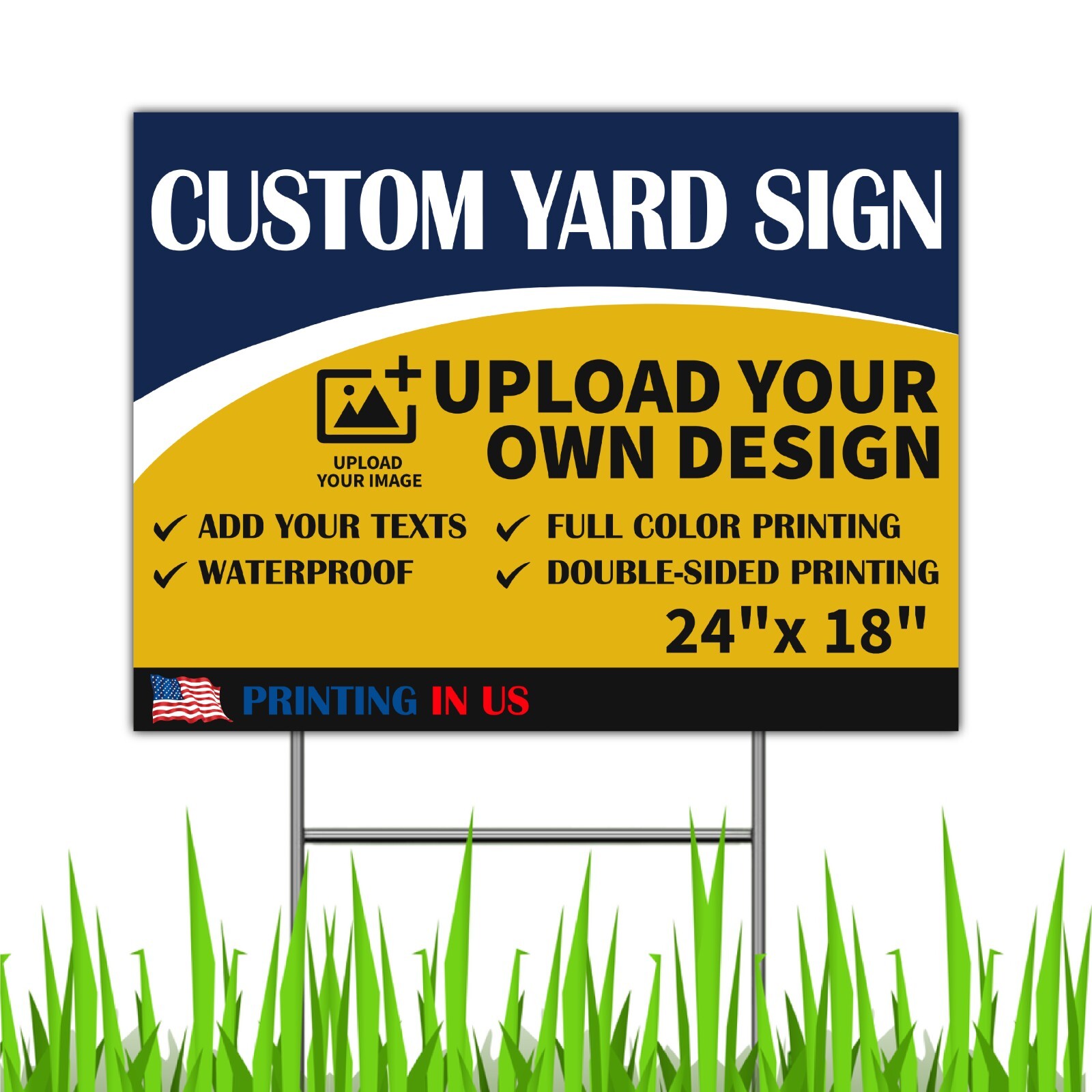 Custom Yard Signs with Stake – Personalized Blank Corrugated Lawn Sign 18×24