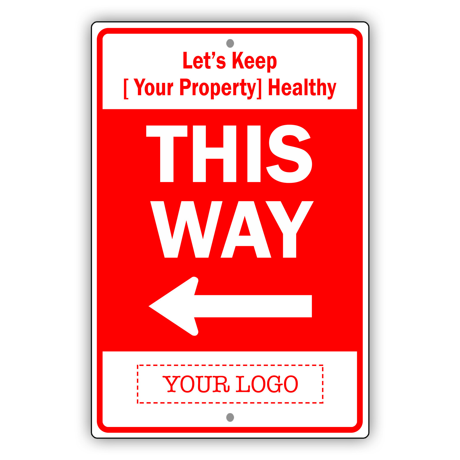 Custom Sign Your Property This Way Left Arrow Custom Name Logo Aluminum Tin Sign