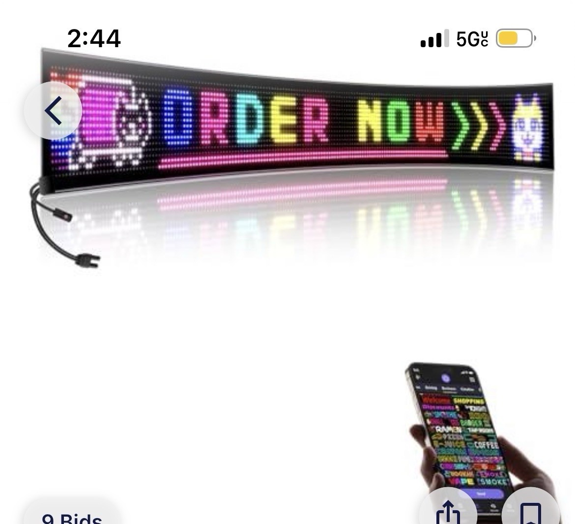 Programmable P10 LED Window Sign, Bluetooth, Multi-Color, 77 x 8 in