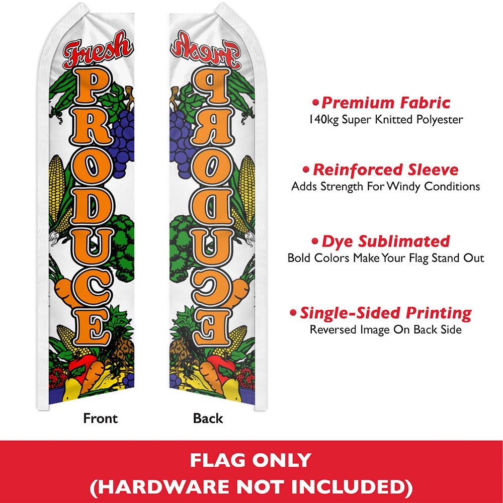 Fresh Produce Advertising Swooper Feather Flutter Flag Local Grown Organic