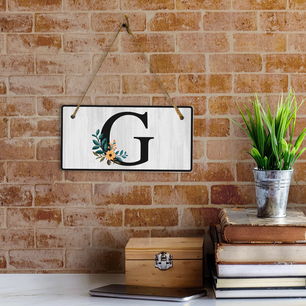 G Flower Decor 5×10 Hanging Wall or Door Sign | Alphabet Letter Room Decoration