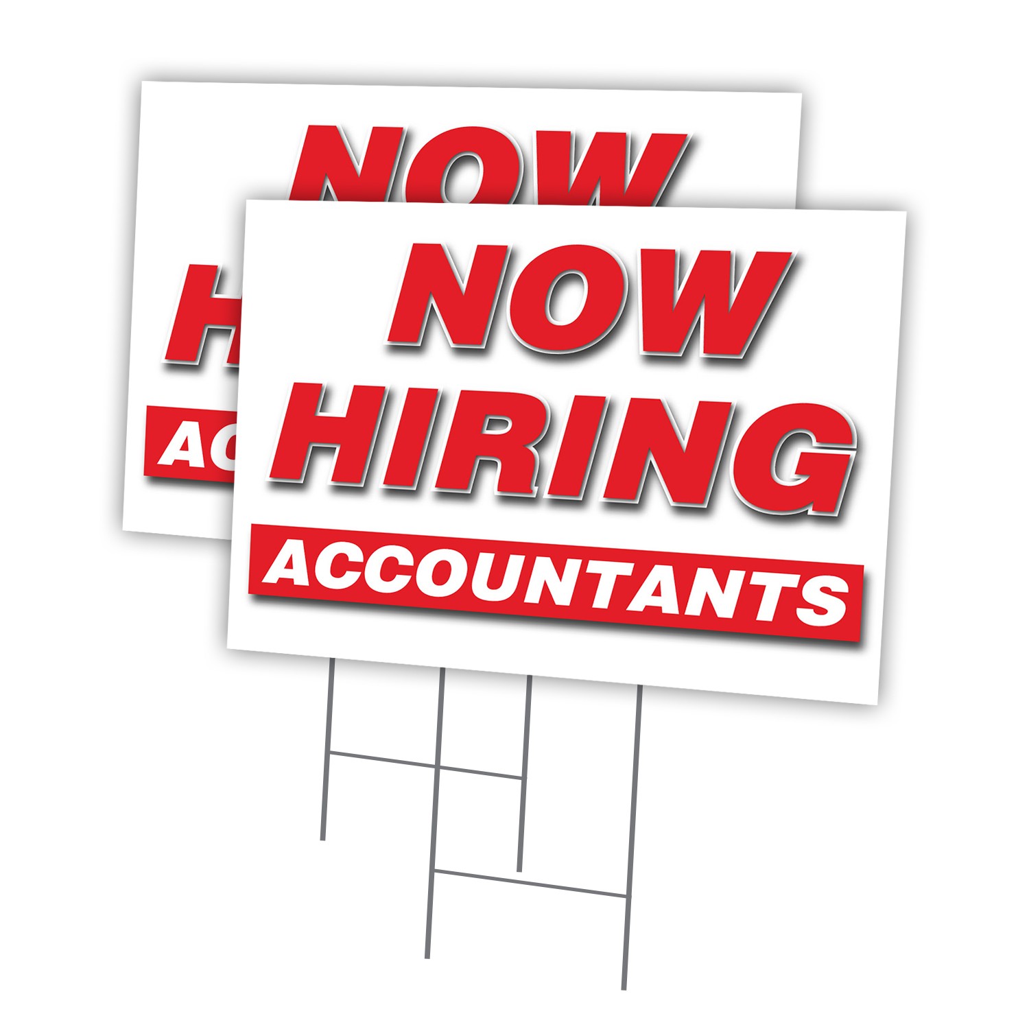 Now Hiring Accountant Multi-Pack of Yard Signs & Stake plastic coroplast window