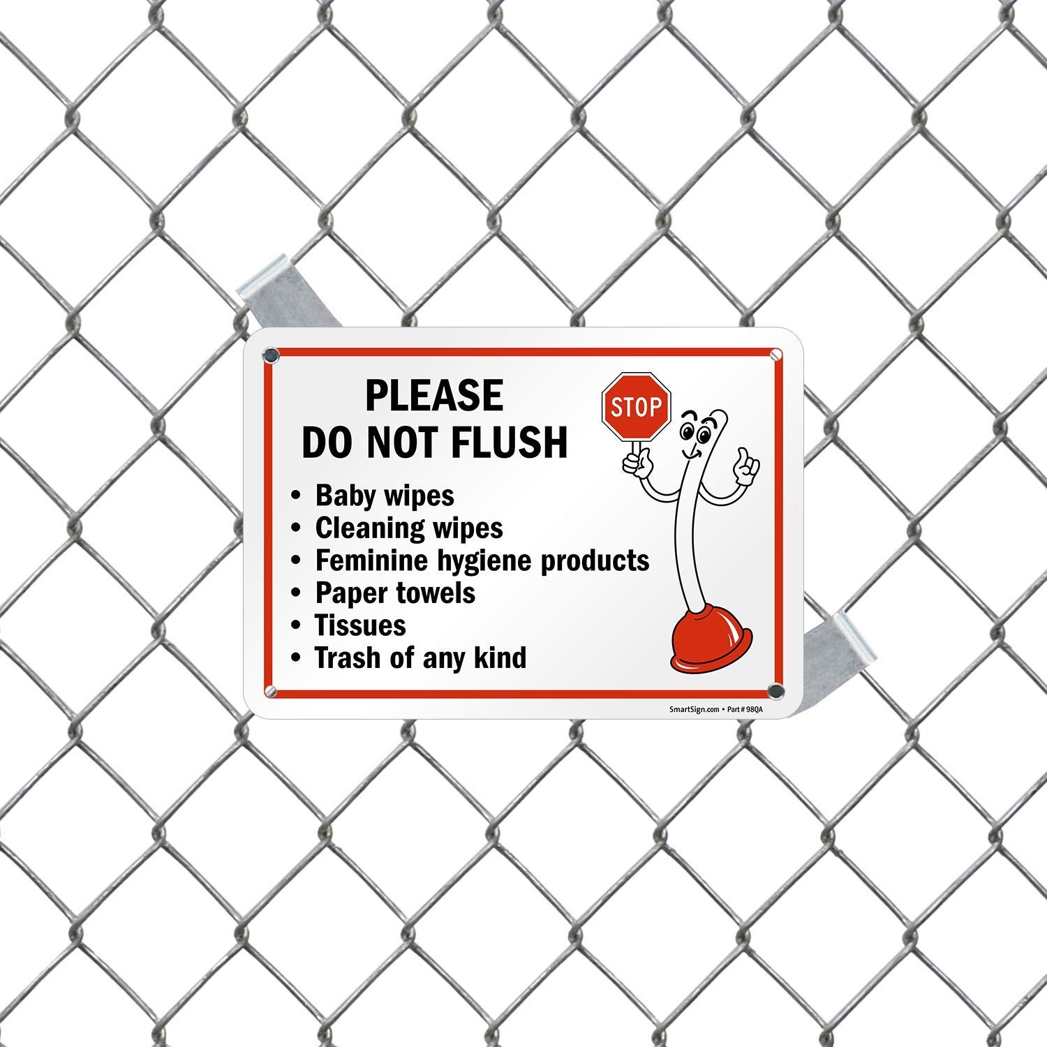 SmartSign 7 x 10 inch “Please Do Not Flush Wipes, Feminine Hygiene Products,…