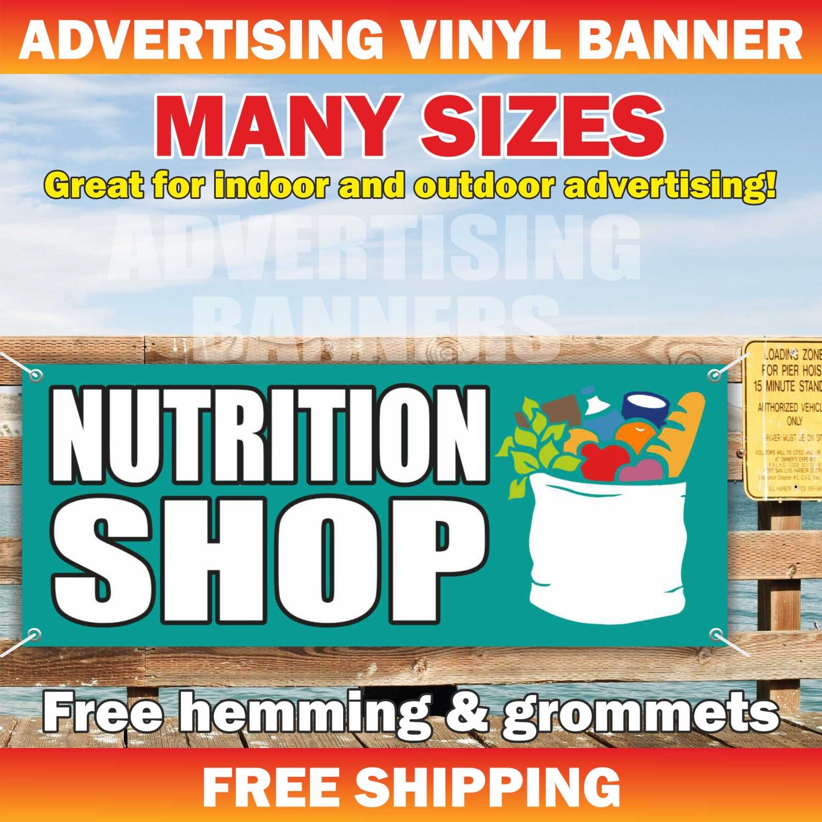 NUTRITION SHOP Advertising Banner Vinyl Mesh Sign food market farm bar stand