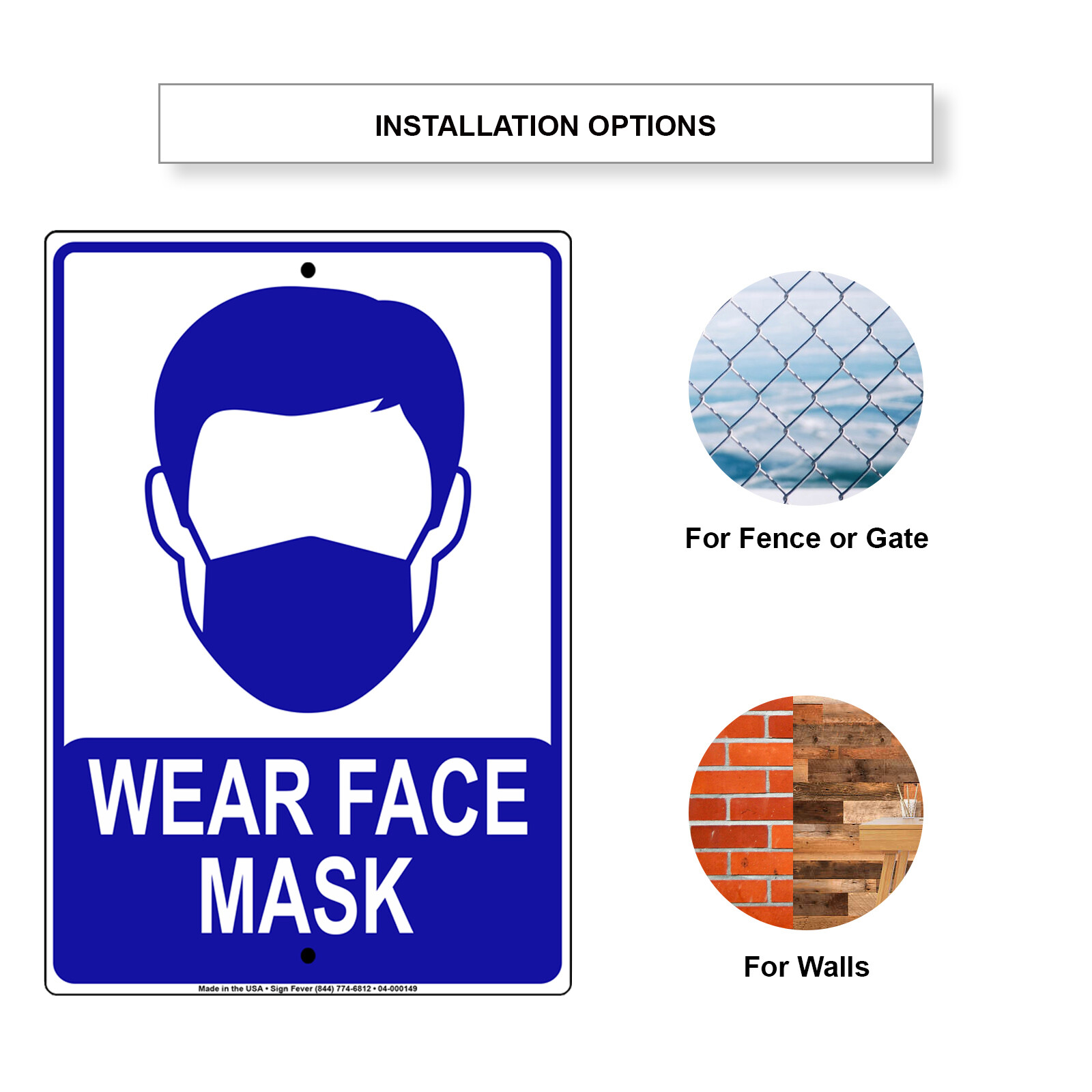 Wear Face Mask For Your Safety Door Or Window Novelty Aluminum Metal Sign