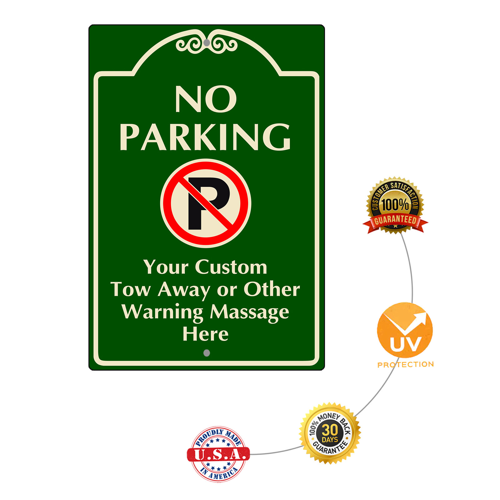 Custom Sign No Parking With Logo Your Custom Warning Message Aluminum Metal Sign
