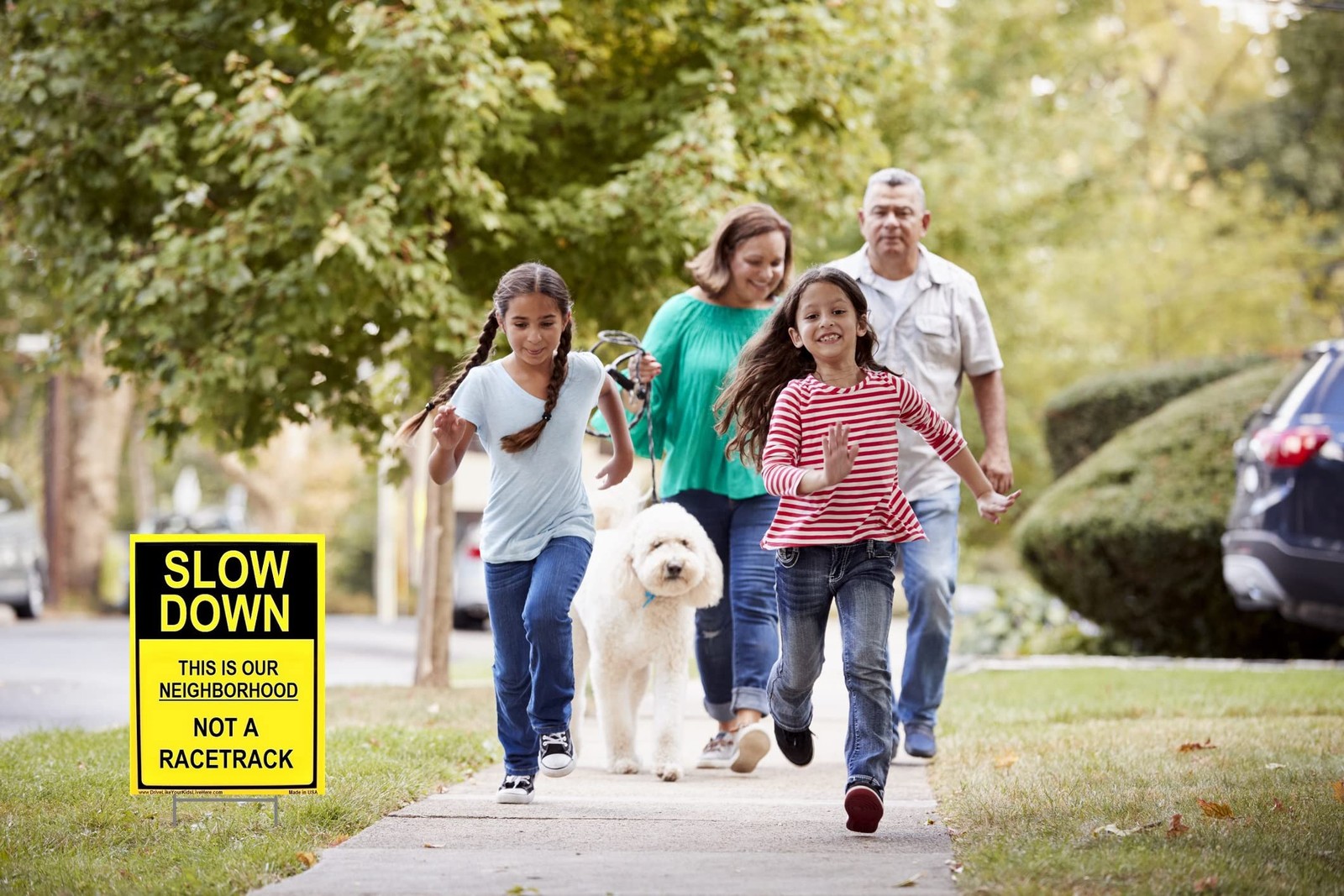 Slow Down This Is Our Neighborhood Not A Racetrack Caution Yard Sign (2 Pack)…
