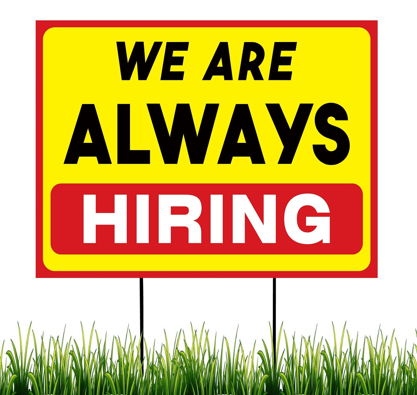 2PC Hiring Yard Sign – Double Sided Help Wanted Signs for Business Signboard