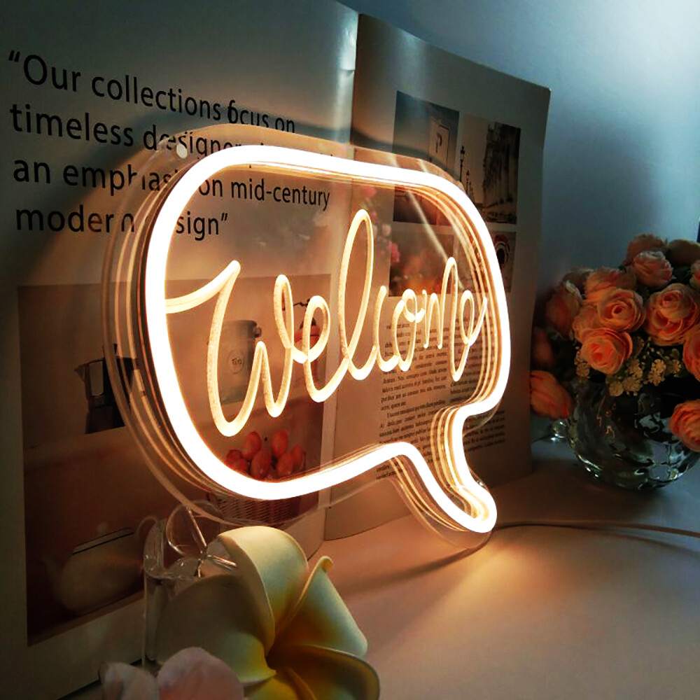Qomolangma Warm White 12.2” X 8.85” LED Neon Sign “Welcome”