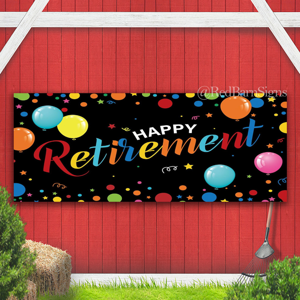 Happy Retirement Decorations, Retirement Party Backdrop Banner Sign