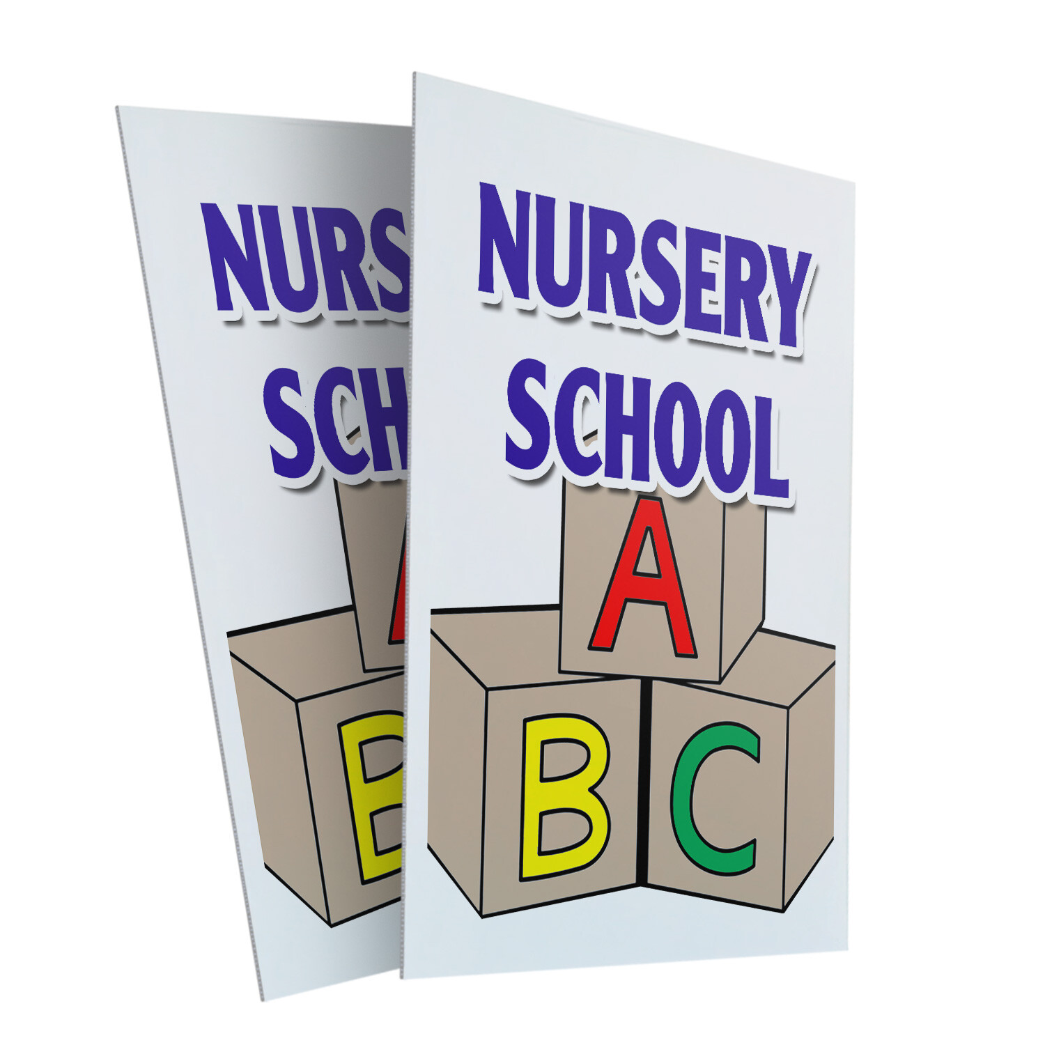 Nursery School 24″ x 36″ 2 Pack Of Store Sign Plastic Or Decal
